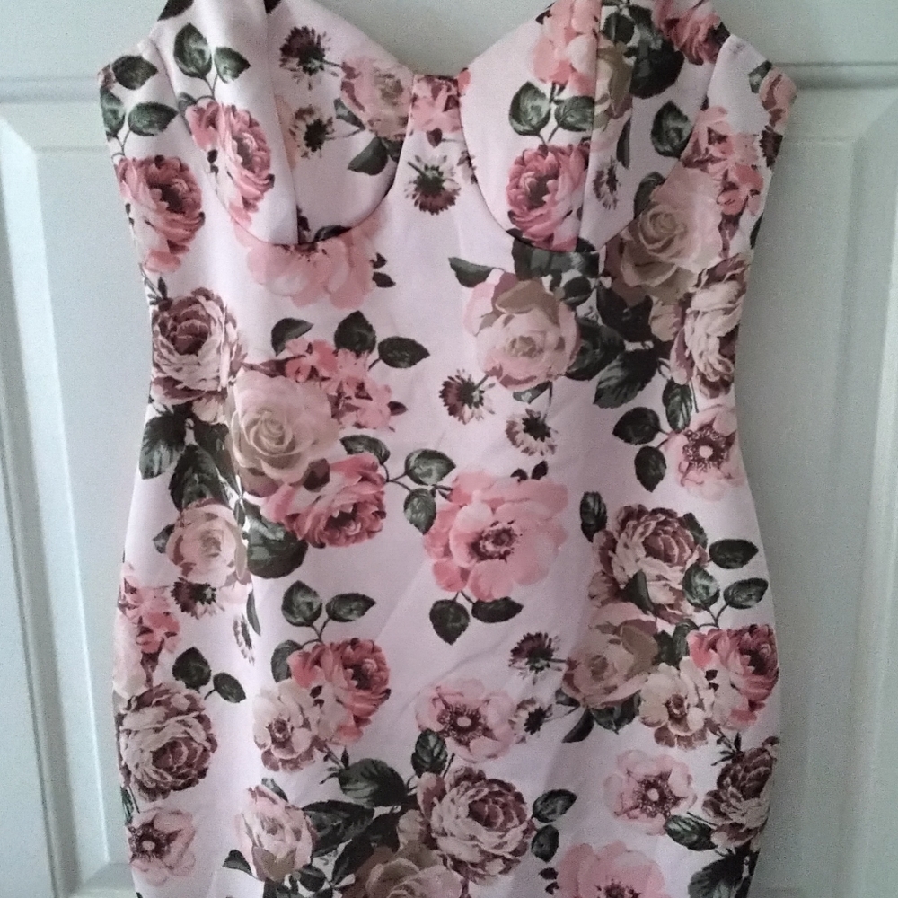 Fashion Nova Pink Floral Midi Dress size 1X